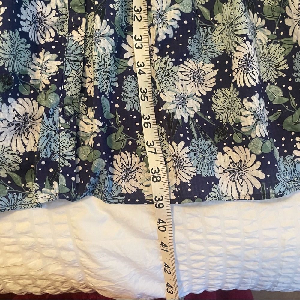 Uniqlo x Paul & Joe Navy Blue Floral Button Down Puff Sleeve Tiered Dress Size M - Picture 16 of 16
